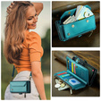 Tok CASEME Samsung Galaxy A56 5G, RFID Leather Wallet, vállpánttal, zöld
