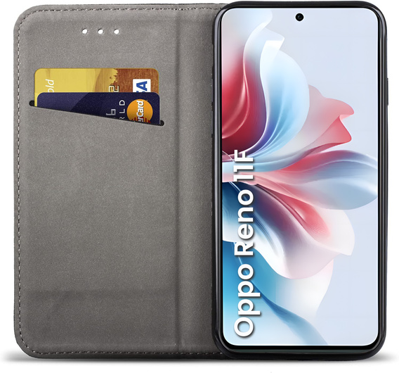 Tok Oppo Reno 11F 5G készülékhez, Smart Magnet, sötétkék + 9H üveg