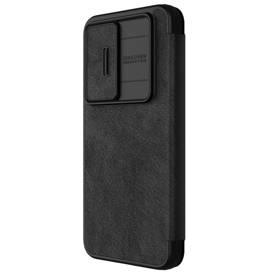NILLKIN flip tok Samsung Galaxy S24 FE, CamShield Qin Pro, bőr, fekete