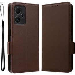 Pattintható tok a Xiaomi Redmi Note 12 5G / POCO X5 5G, Wallet Litchi Magnet, barna
