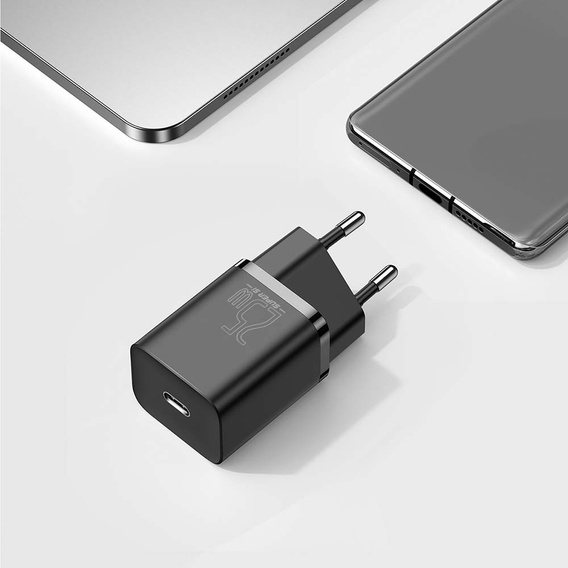 Baseus Super Si PD 25 W USB-C hálózati töltő + USB-C kábel, fekete