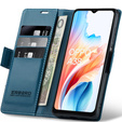 Tok Oppo A18 4G / A38 4G, ERBORD Glossy Litchi, pénztárca patenttal, kék