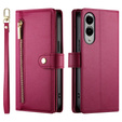 Pattintható tok a Samsung Galaxy S25 Edge, Wallet Zipper Pocket, piros