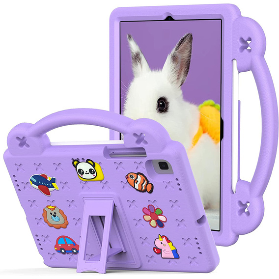 Gyermek tok Samsung Galaxy Tab S6 Lite 10.4 2020/2022 / Tab A7 2020 T500 / T505 / Tab S6 T860/T865, Cute Patterns, állvánnyal, lila