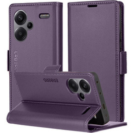 Tok Xiaomi Redmi Note 13 Pro+, ERBORD Glossy Litchi, pénztárca patenttal, lila