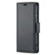 Tok Oppo Reno 13F / Oppo Reno 13FS, ERBORD Glossy Litchi, pénztárca patenttal, fekete