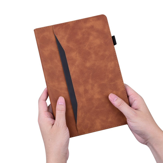 Tok Samsung Galaxy Tab S10 FE+ Plus, Classic, tolltartóval, barna