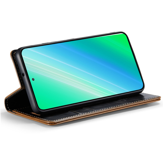 Pattintható tok a Samsung Galaxy S23, ERBORD Waxy Wallet, barna