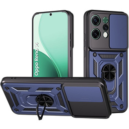 Páncélozott tok Oppo Reno 14 készülékhez, kameravédelemmel, állvánnyal, kék színű