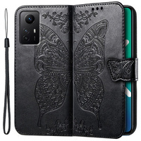 Pattintható tok a Xiaomi Redmi Note 12S, Butterfly, fekete