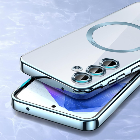 Tok Samsung Galaxy A15 4G/5G-hoz, Electro MagSafe, kék + üveg a képernyőhöz