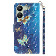 Pattintható tok a Xiaomi Redmi 13C / Poco C65, Wallet, Butterflies kék