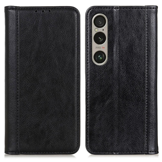 Pattintható tok Sony Xperia 1 VI, Split Leather, fekete
