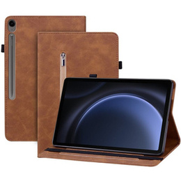 Tok Samsung Galaxy Tab S10 Lite / S10 FE / S9 FE, Wallet Pen Slot, barna