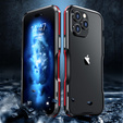 Teletok LUPHIE iPhone 14 Pro-hoz, Armor Bumper, fekete / piros