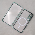 Magnetic Dual Glass MagSafe tok Samsung Galaxy S23, zöld