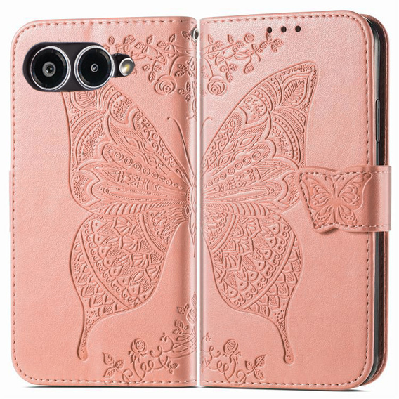Pattintható tok a T Phone 3 5G, Butterfly, rózsaszín rose gold