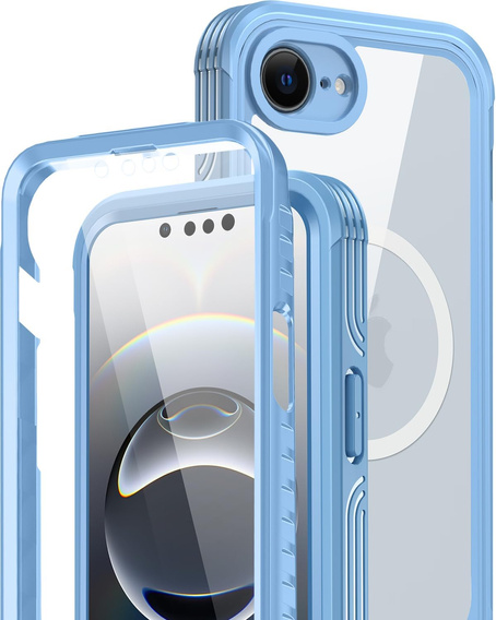Tok iPhone 16E-hoz, Shockproof, üveggel, MagSafe-hoz, kék
