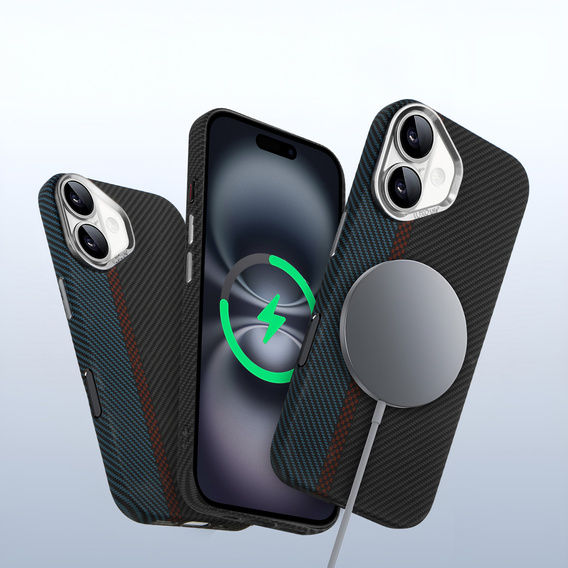 Tok iPhone 16, Carbon Fiber MagSafe, fekete / kék