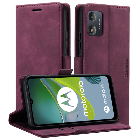 Telefontok a Motorola Moto E13 4G, ERBORD Vintage, pénztárca patenttal, piros