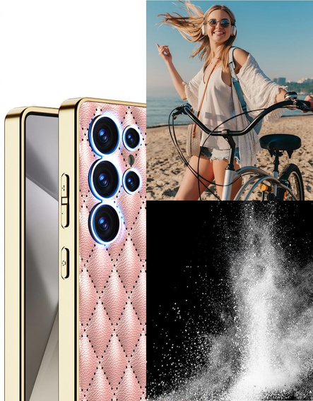 Tok Samsung Galaxy S25 Ultra, Leather Rhombus, rózsaszín