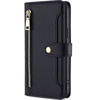 Pattintható tok a Honor Magic5 Lite, Wallet Zipper Pocket, fekete