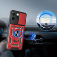 Páncélozott tok Oppo Reno 14F-hez, kameravédelemmel, állvánnyal, piros színű