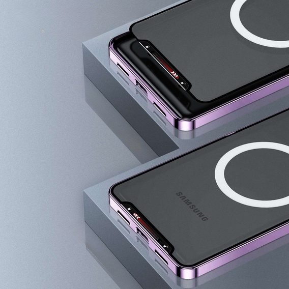 Kameravédő tok Samsung Galaxy S21 FE 5G, CamShield MagSafe, átlátszó / lila