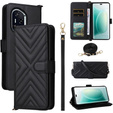 Tok patenttal a Honor 400 5G-hez, Crossbody Leather Wallet, fekete