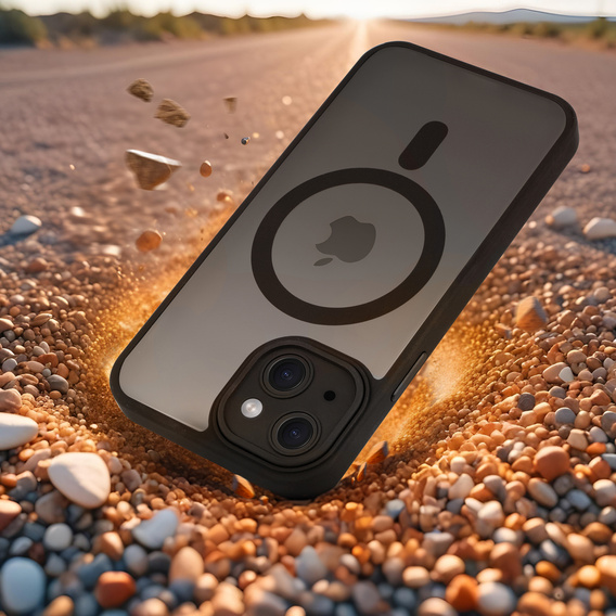 Tok iPhone 14-hoz, MagSafe, ERBORD Matt Case, fekete + képernyőüveg
