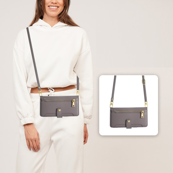 Pattintható tok a Xiaomi Redmi Note 13 Pro+, Wallet Zipper Pocket, szürke