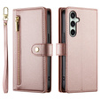 Pattintható tok a Samsung Galaxy S24 FE, Wallet Zipper Pocket, rózsaszín
