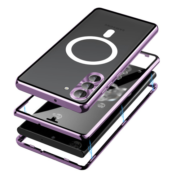 Magnetic Dual Glass MagSafe tok Samsung Galaxy S24+ Plus, lila