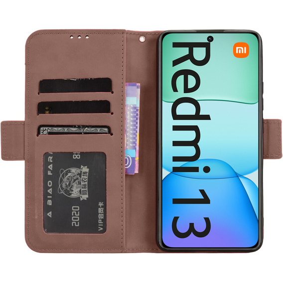 Pattintható tok a Xiaomi Redmi 13, Card Slot, barna