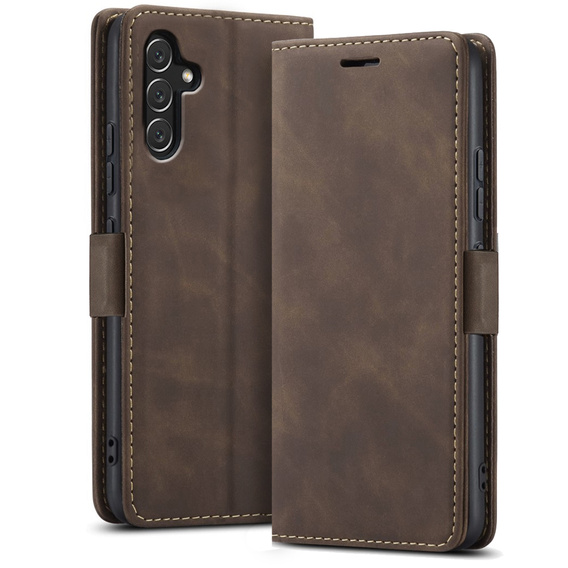 Telefontok a Samsung Galaxy A14 4G/5G, ERBORD Vintage, pénztárca patenttal, kávé