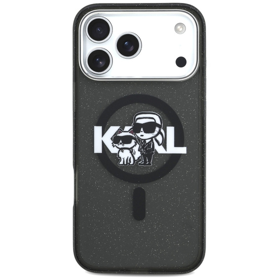 Karl Lagerfeld IML Glitter Karl & Choupette Sketch Logo MagSafe tok iPhone 17 Pro Max készülékhez