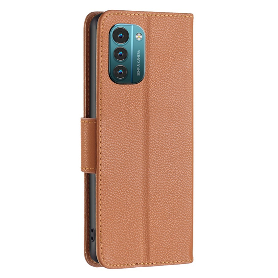 Pattintható tok a Nokia G11 / G21, Litchi Wallet Case, barna