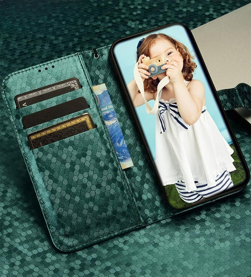 Flap tok Oppo Reno 11F 5G, Wallet Rhombus, zöld