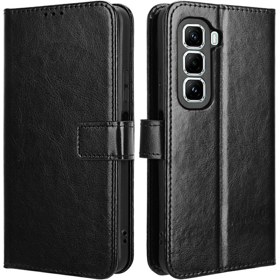 Pattintható tok a Infinix Hot 50 Pro+ 4G, Crazy Horse Wallet, fekete