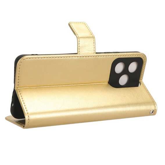 Pattintható tok a Realme Note 50, Crazy Horse Wallet, arany