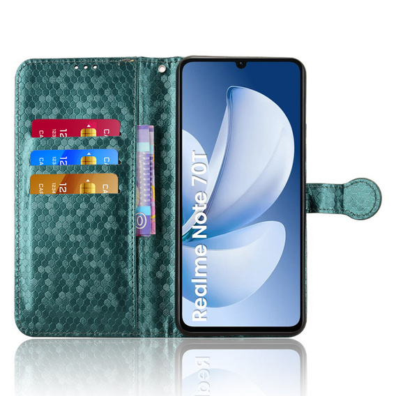 Flap tok Realme Note 70T 4G, Wallet Rhombus, zöld