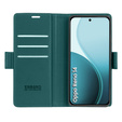 Tok Oppo Reno 14, ERBORD Glossy Litchi, pénztárca patenttal, zöld