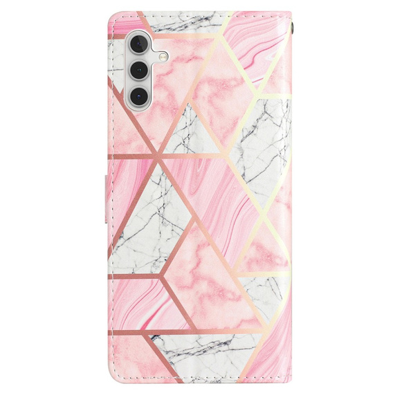 Pattintható tok a Samsung Galaxy A25 5G, Wallet Marble, rózsaszín + 9H üveg
