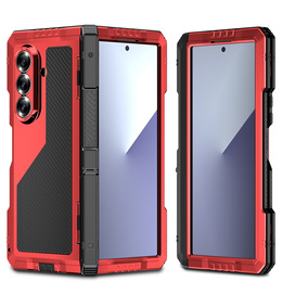 Páncélozott tok Samsung Galaxy Z Fold6 5G készülékhez, alumínium, állvánnyal és tolltartóval, fekete