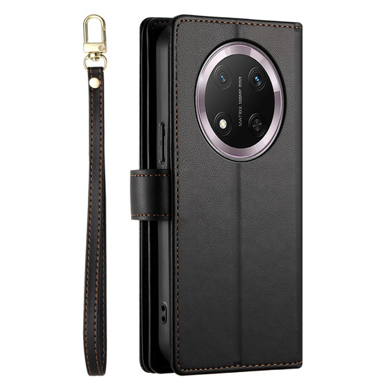 Pattintható tok a Honor Magic 7 Lite, Wallet Zipper Pocket, fekete