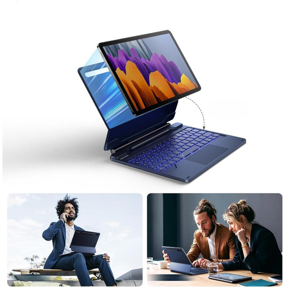Billentyűzet tok Samsung Galaxy Tab S10 Lite / S10 FE / S9 FE / S9, Dexnor Magnetic Keyboard Touchpad, kék
