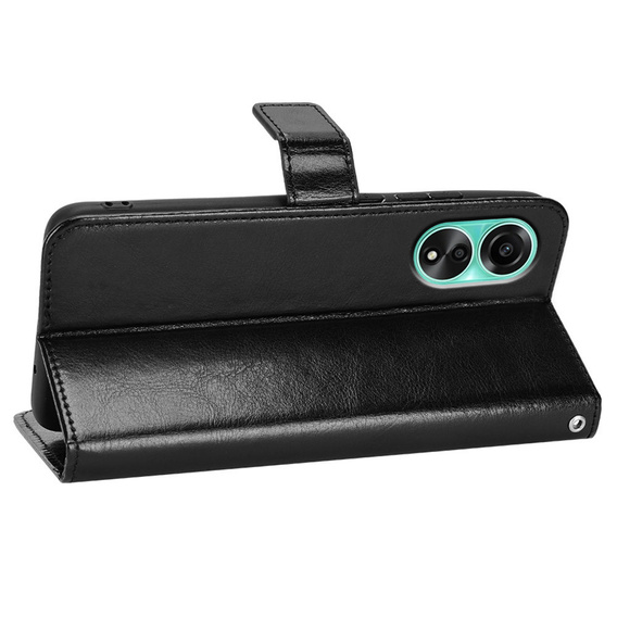 Pattintható tok a Oppo A78 4G, Crazy Horse Wallet, fekete