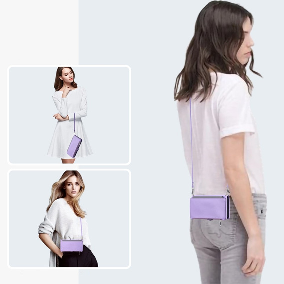 Pattintható tok a Xiaomi Redmi 14C / Xiaomi Poco C75, Wallet Zipper Pocket, lila