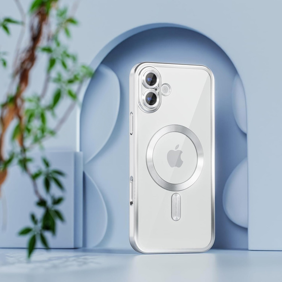 Tok iPhone 16 Plus-hoz, Electro MagSafe, ezüst + üveg a képernyőhöz