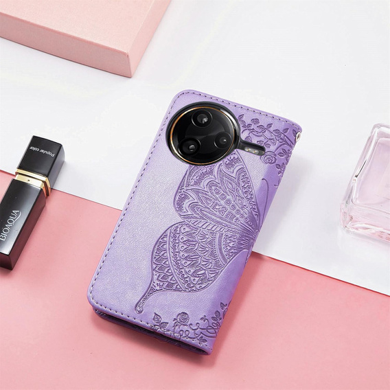 Pattintható tok a Xiaomi Poco F7 Ultra, Butterfly, lila